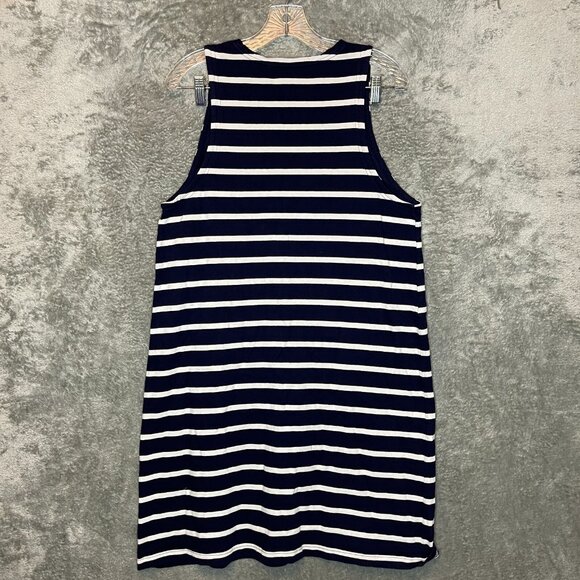 GAP Women Nautical Preppy Striped Soft Jersey Cotton Swing Mini Dress L Tall - Picture 2 of 12
